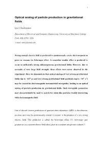 Optical Analog of Particle Production in Gravitational Fields