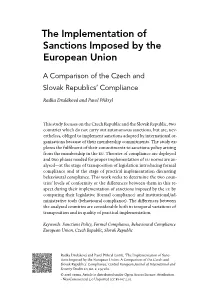 The Implementation of Sanctions Imposed by the European Union