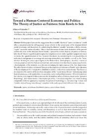The Theory of Justice As Fairness from Rawls to Sen