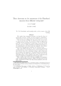Three Theorems on the Uniqueness of the Plancherel Measure from Diﬀerent Viewpoints∗