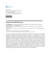 And S-Wave Velocity Structure Beneath Central and East Java, Indonesia: Preliminary Result