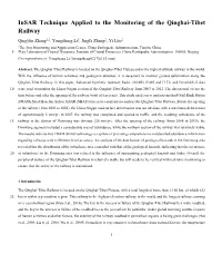 Insar Technique Applied to the Monitoring of the Qinghai-Tibet
