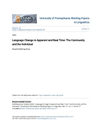 Language Change in Apparent and Real Time: the Community and the Individual