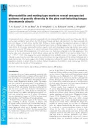 Microsatellite and Mating Type Markers Reveal Unexpected Patterns of Genetic Diversity in the Pine Root-Infecting Fungus Grosmannia Alacris