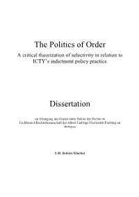 The Politics of Order Dissertation