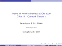 Topics in Microeconomics ECON 5210 ( Part II $ Contract Theory )