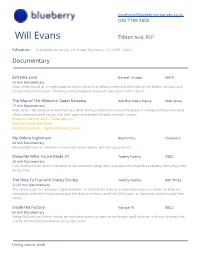 Will Evans Editor Avid, FCP