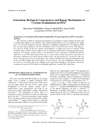 Generation, Biological Consequences and Repair Mechanisms of Cytosine Deamination in DNA
