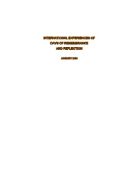 International Experiences of Days of Remembrance and Reflection
