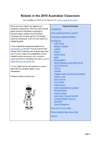 Robots in the 2018 Australian Classroom