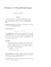 Section 1.2: Propositional Logic
