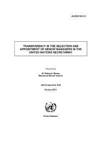Transparency in the Selection and Appointment of Senior Managers in the United Nations Secretariat