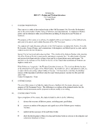 1 Syllabus for BIB 437—Psalms and Wisdom Literature 3.0 Credit Hours