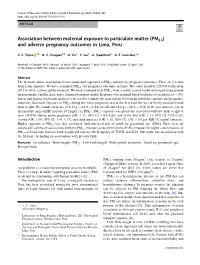 Association Between Maternal Exposure to Particulate Matter (PM2.5) and Adverse Pregnancy Outcomes in Lima, Peru