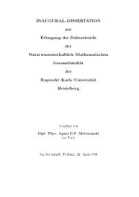 INAUGURAL–DISSERTATION Zur Erlangung Der Doktorwürde Der