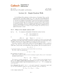 Lecture 16: Simple Random Walk