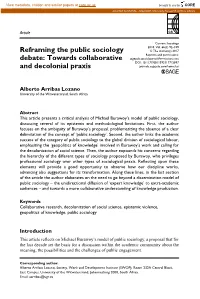 Reframing the Public Sociology Debate: Towards Collaborative