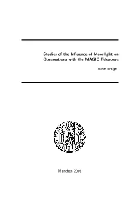 Studies of the Influence of Moonlight on Observations with the MAGIC