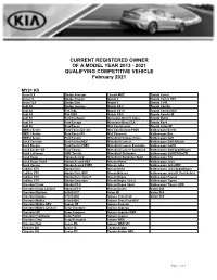 2021 QUALIFYING COMPETITIVE VEHICLE February 2021