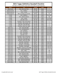 2021 Topps Definitive Checklist Baseball