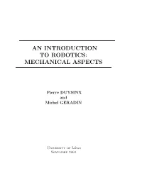 An Introduction to Robotics: Mechanical Aspects