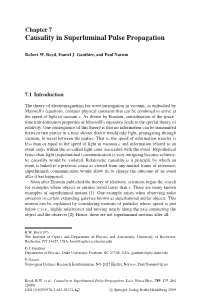 Chapter 7 Causality in Superluminal Pulse Propagation