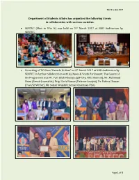 Department of Students Affairs Has Organized the Following Events in Collaboration with Various Societies