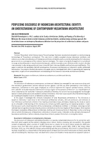 Perplexing Discourse of Indonesian Architectural Identity: an Understanding of Contemporary Nusantaran Architecture