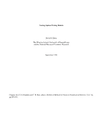 Testing Option Pricing Models David S. Bates the Wharton School