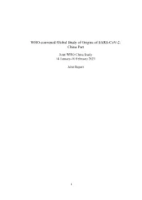 WHO-Convened Global Study of Origins of SARS-Cov-2: China Part