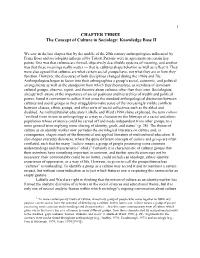 CHAPTER THREE the Concept of Culture in Sociology: Knowledge Base II
