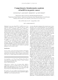 Comprehensive Bioinformatics Analysis of Lncrnas in Gastric Cancer
