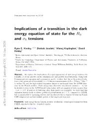 Implications of a Transition in the Dark Energy Equation of State for the H0 and Σ8 Tensions