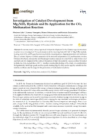 Investigation of Catalyst Development from Mg2nih4 Hydride and Its Application for the CO2 Methanation Reaction
