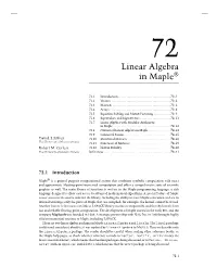 Linear Algebra in Maple®
