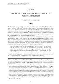 On the Relation of Musical Topoi to Formal Function