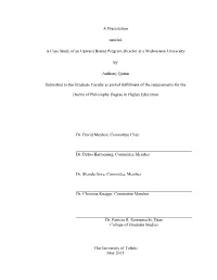 A Dissertation Entitled a Case Study of an Upward Bound Program Director at a Midwestern University by Anthony Quinn Submitted T
