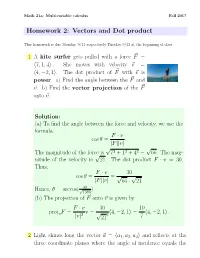 Homework 2: Vectors and Dot Product