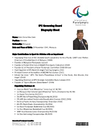 IPC Governing Board Biography Sheet