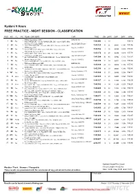 Kyalami 9 Hours Classification