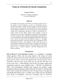 Trade As a Premise for Social Complexity