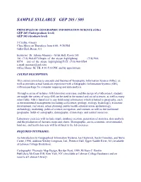 Sample Syllabus Gep 205 / 505