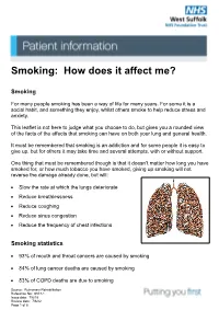 Smoking: How Does It Affect Me?