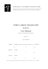 VERY LARGE TELESCOPE NACO User Manual Doc