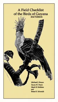 A Field Checklist of the Birds of Guyana 2Nd Edition