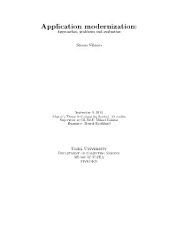 Application Modernization: Approaches, Problems and Evaluation
