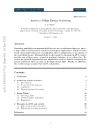 Arxiv:1909.05177V2 [Hep-Th] 16 Jan 2020 3 Regge Theory 20 3.1 the Regge Limit 20 3.2 Complex Angular Momentum 22 3.3 Regge Poles 25