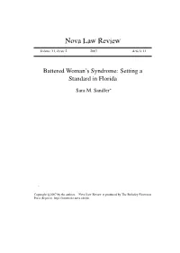 Battered Woman's Syndrome: Setting a Standard in Florida