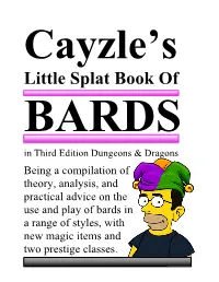 Cayzle's Little Splat Book of BARDS