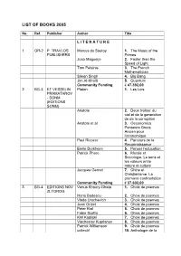 List of Books 2005